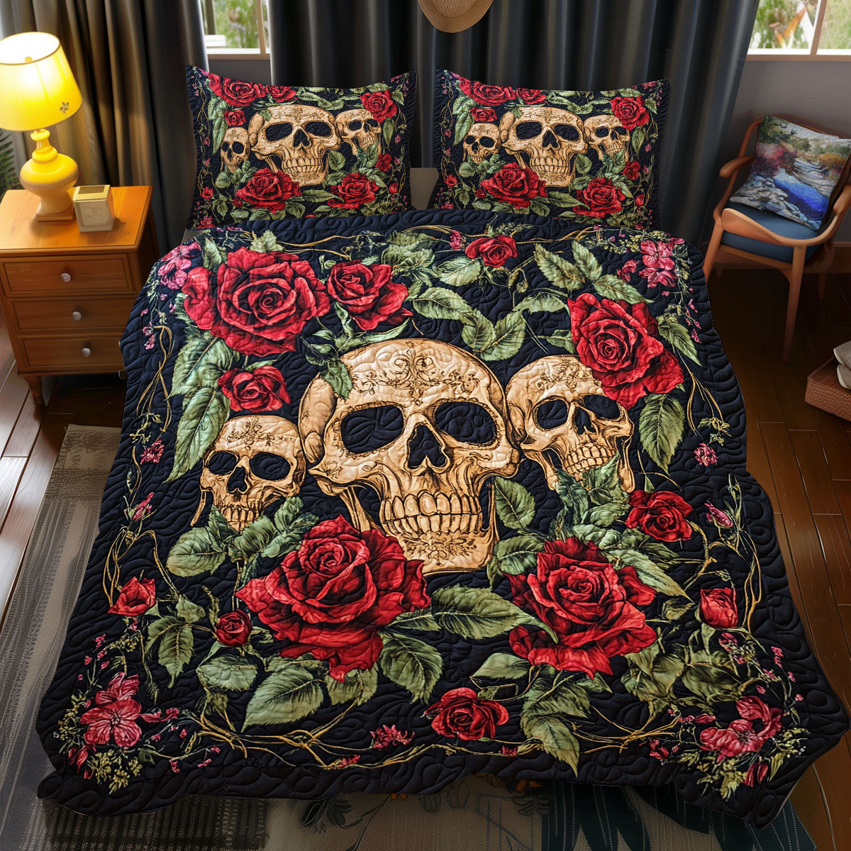 Floral Skull WX2712077CL Duvet Cover Set