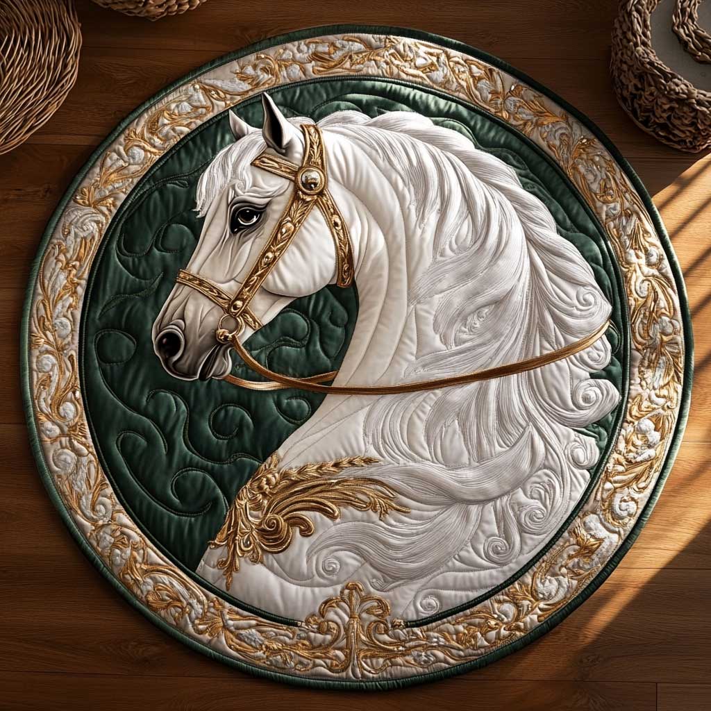 Exquisite Horse CQ1005008CL Quilted Round Mat