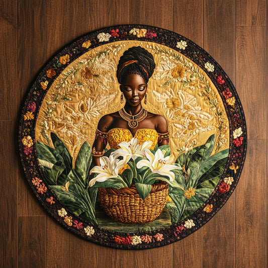 African Flower Soul WY0306005CL Quilted Round Mat