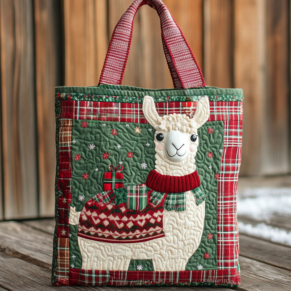 Llama Christmas Tree WN1711038CL Quilted Tote Bag