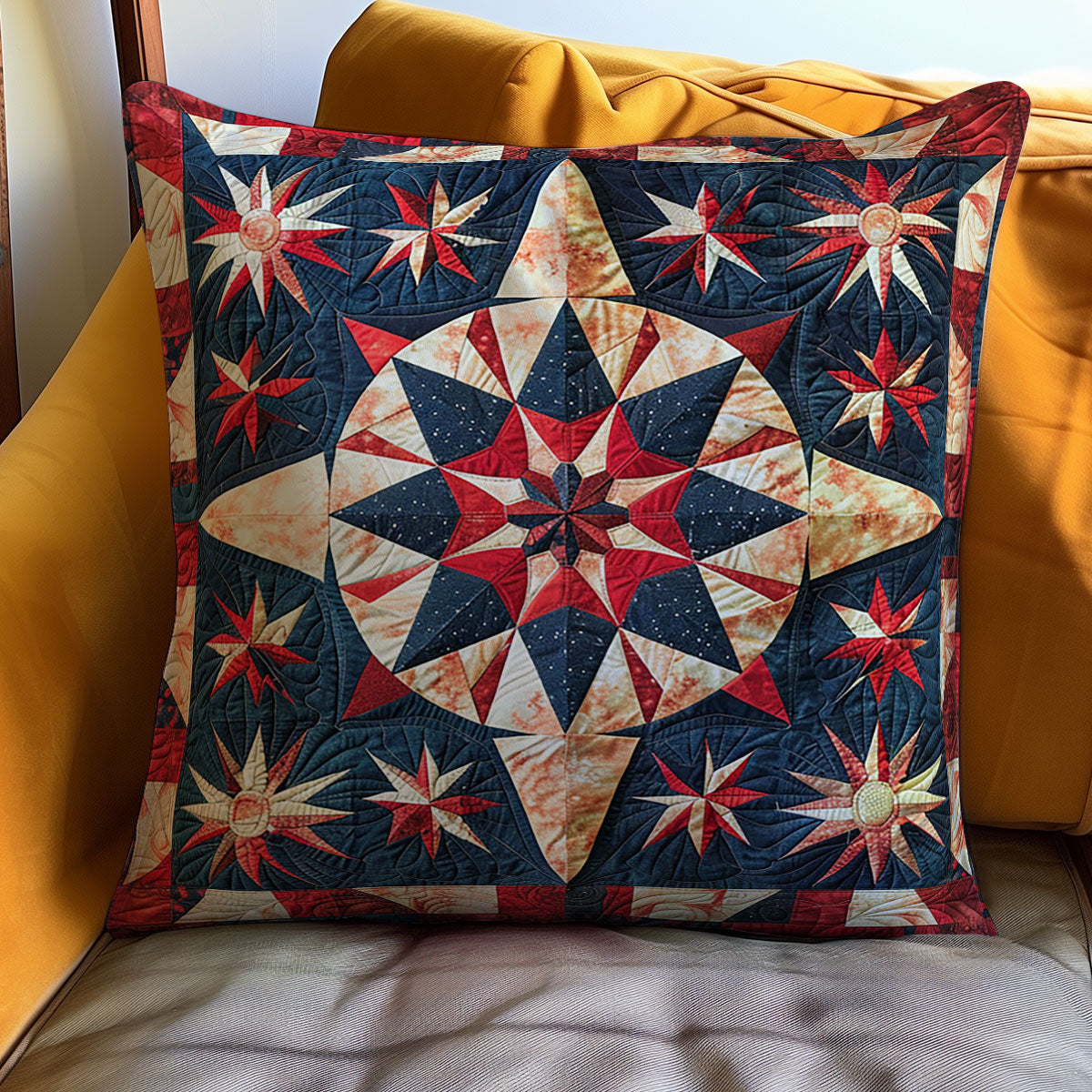 Patriotic Independence Star WJ2310035CL Quilt Pillow Case