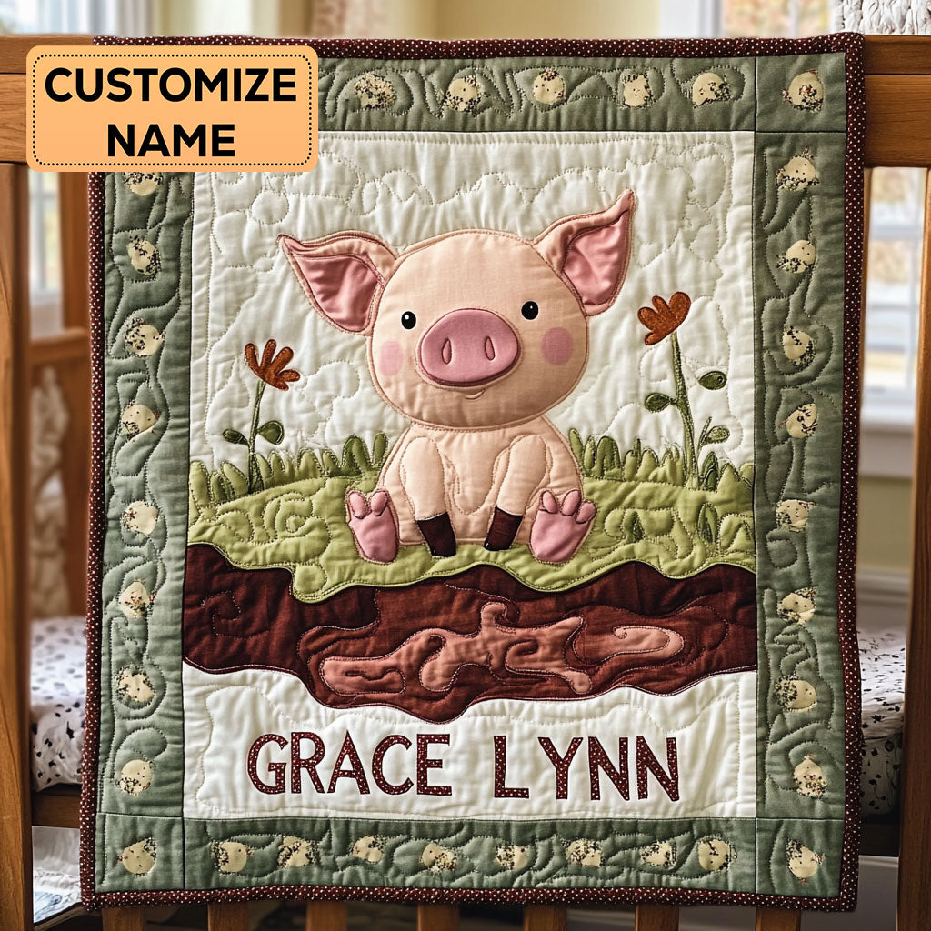 Oink Meadow CP2507014CL Personalized Baby Quilt