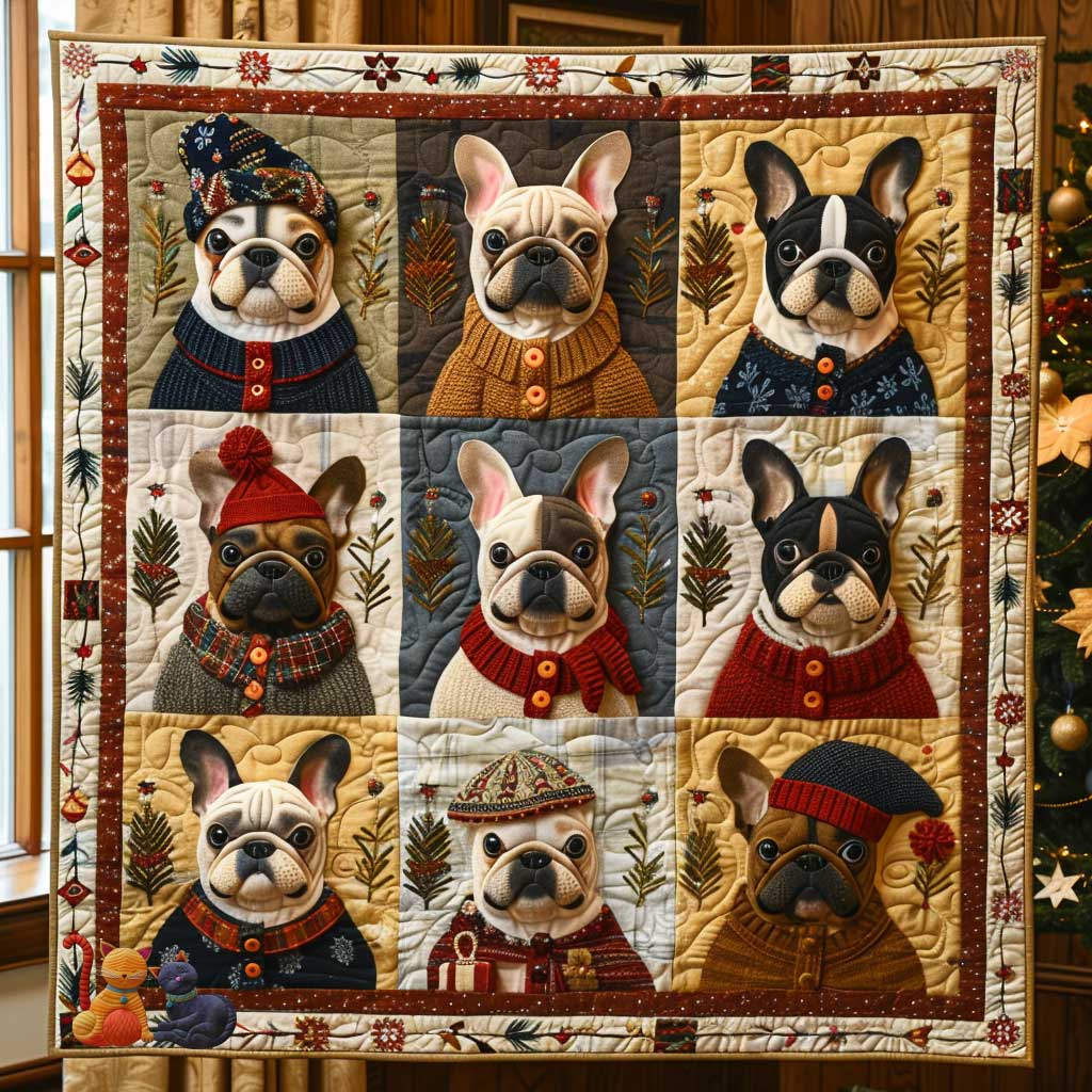 French Bulldogs Festive Sweaters WN1610034CL Quilt