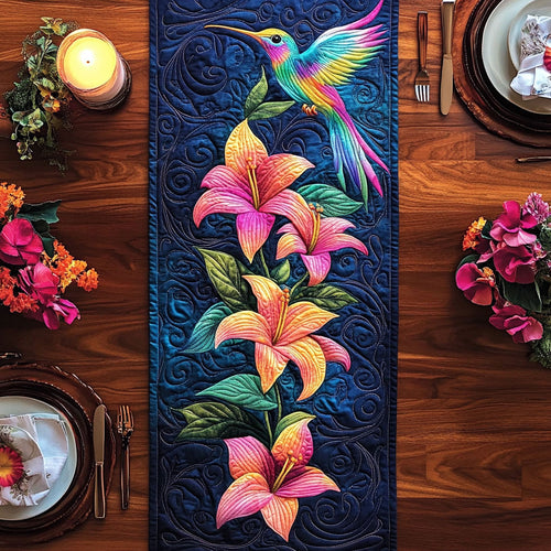 Hummingbird Lily CW2305433CL Quilted Table Runner