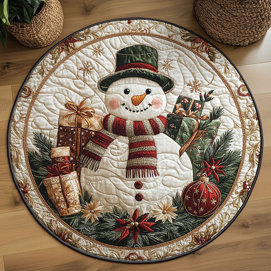 Smiling Snowman WN0309090CL Quilted Round Mat