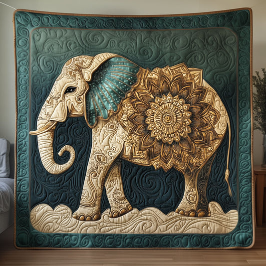 Elephant Gilded Emerald Guardian LT0910001CL Quilt