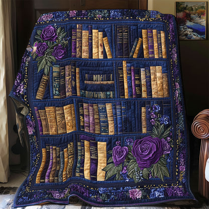 Navy Flower Bookshelf WY2612035CL Quilt