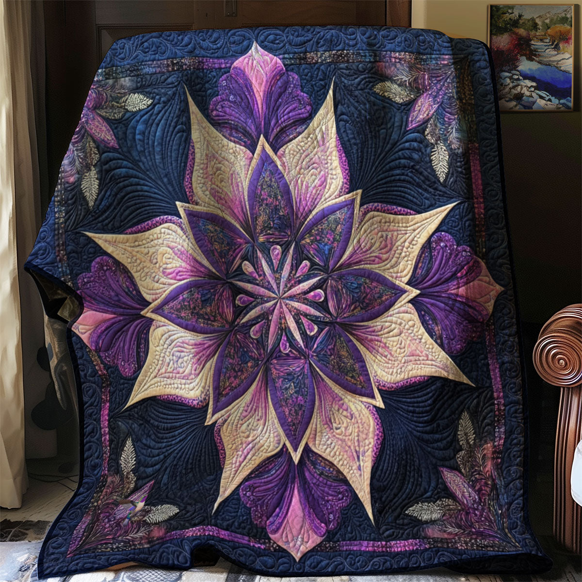 Purple Star Flower YR1410009CL Quilt