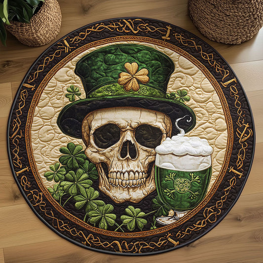 Shamrock Skull WN2608093CL Quilted Round Mat