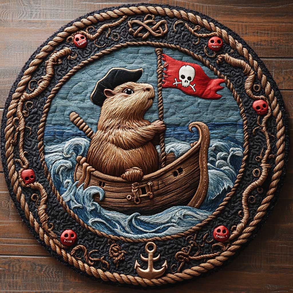Pirate Capybara WN1205072CL Quilted Round Mat
