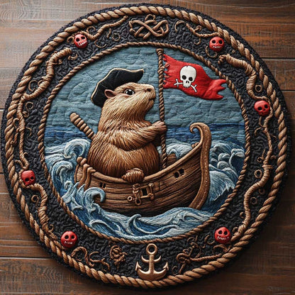 Pirate Capybara WN1205072CL Quilted Round Mat