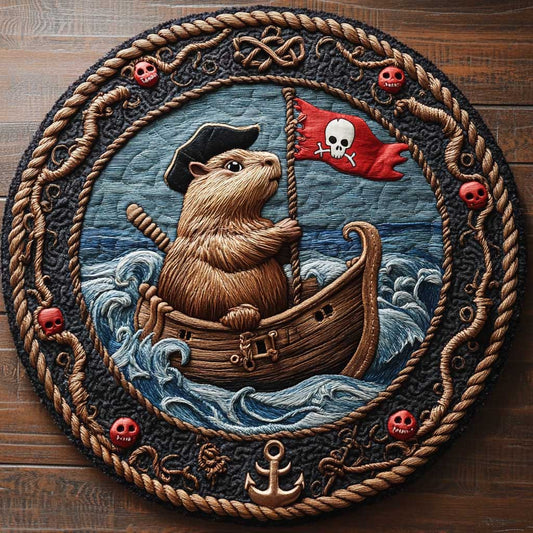 Pirate Capybara WN1205072CL Quilted Round Mat
