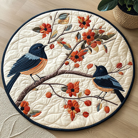 Floral Bird CW0406032CL Quilted Round Mat