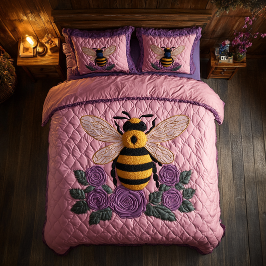 Bee And Purple Roses XR2503014CL Duvet Cover Set