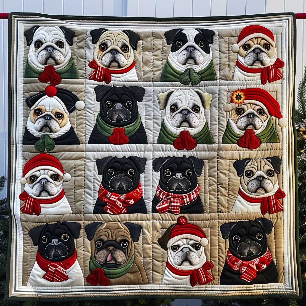 Christmas Funny Pug WP3010012CL Quilt