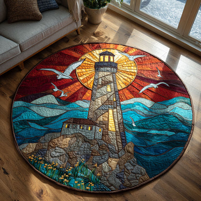 Harbor Lighthouse CW1301149CL Quilted Round Mat