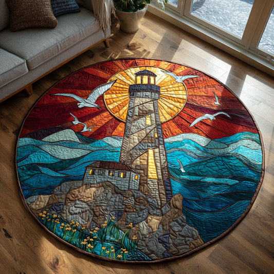Harbor Lighthouse CW1301149CL Quilted Round Mat