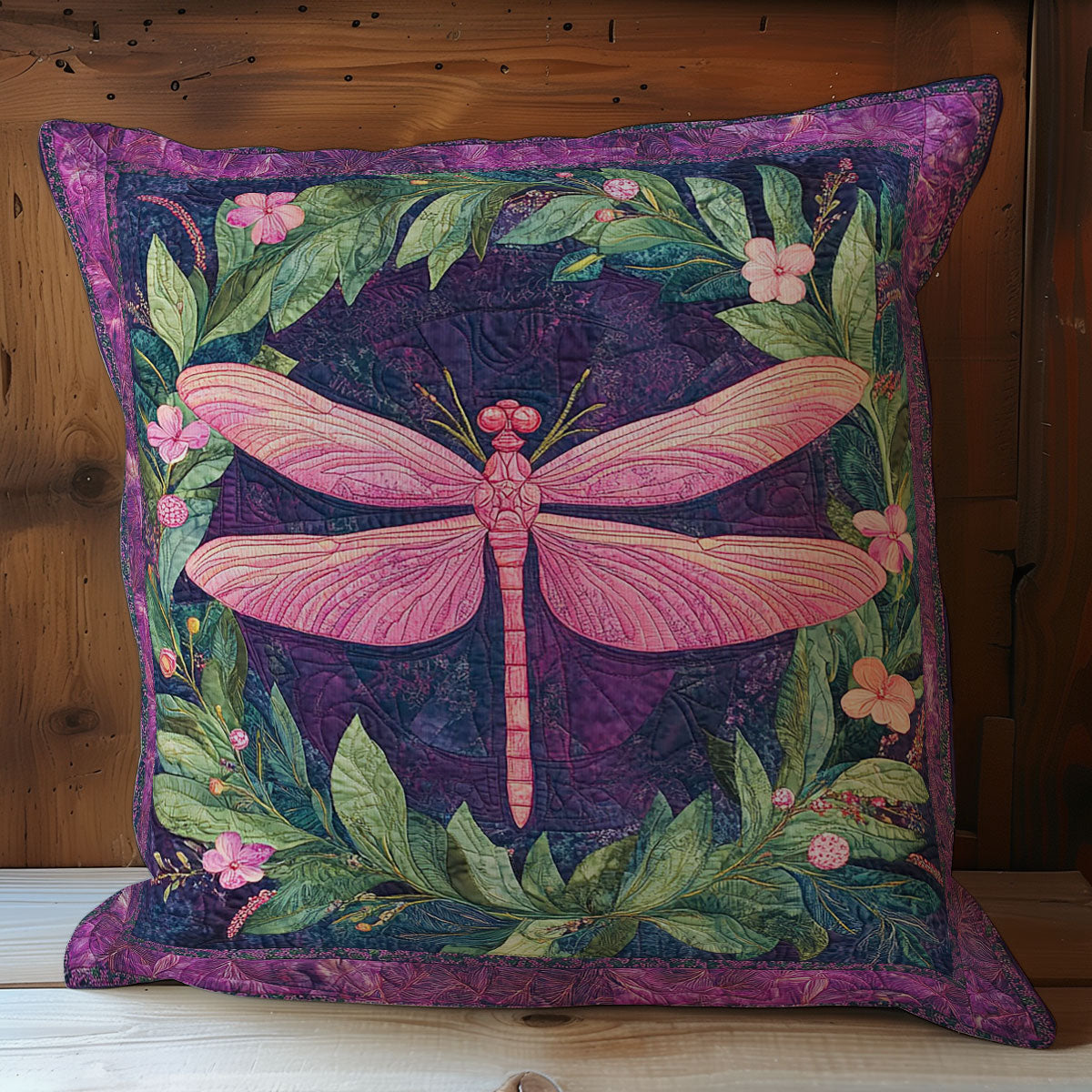 Dragonfly In Leaves Wreath WY0602076CL Quilt Pillow Case