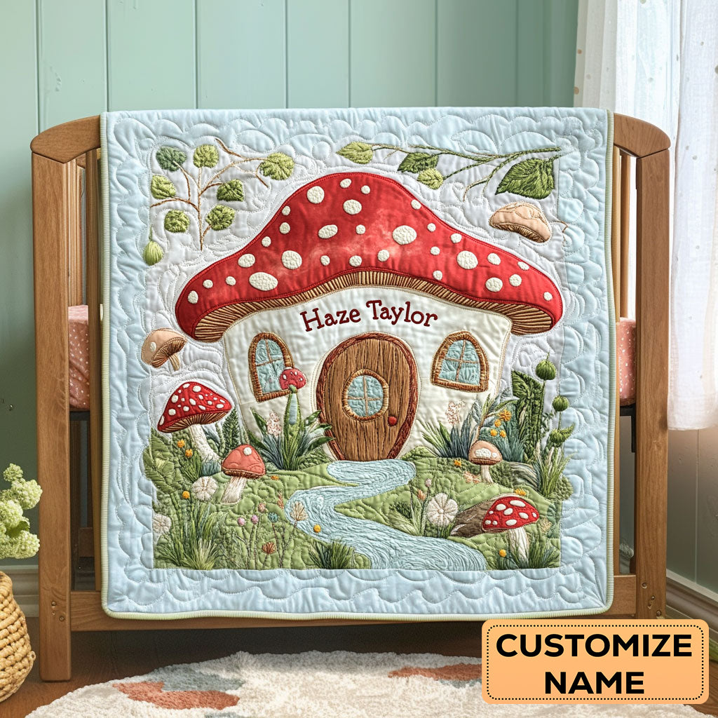 Little Mushroom Haven WN2507048CL Personalized Baby Quilt