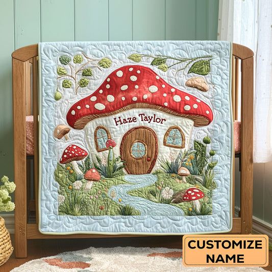 Little Mushroom Haven WN2507048CL Personalized Baby Quilt