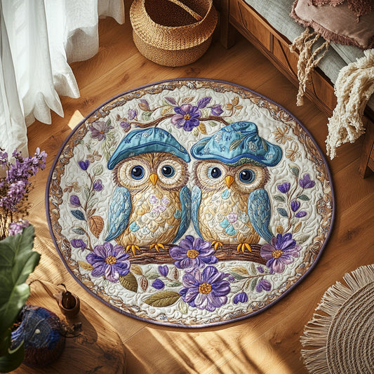 Cute Duo Owl WY1006007CL Quilted Round Mat