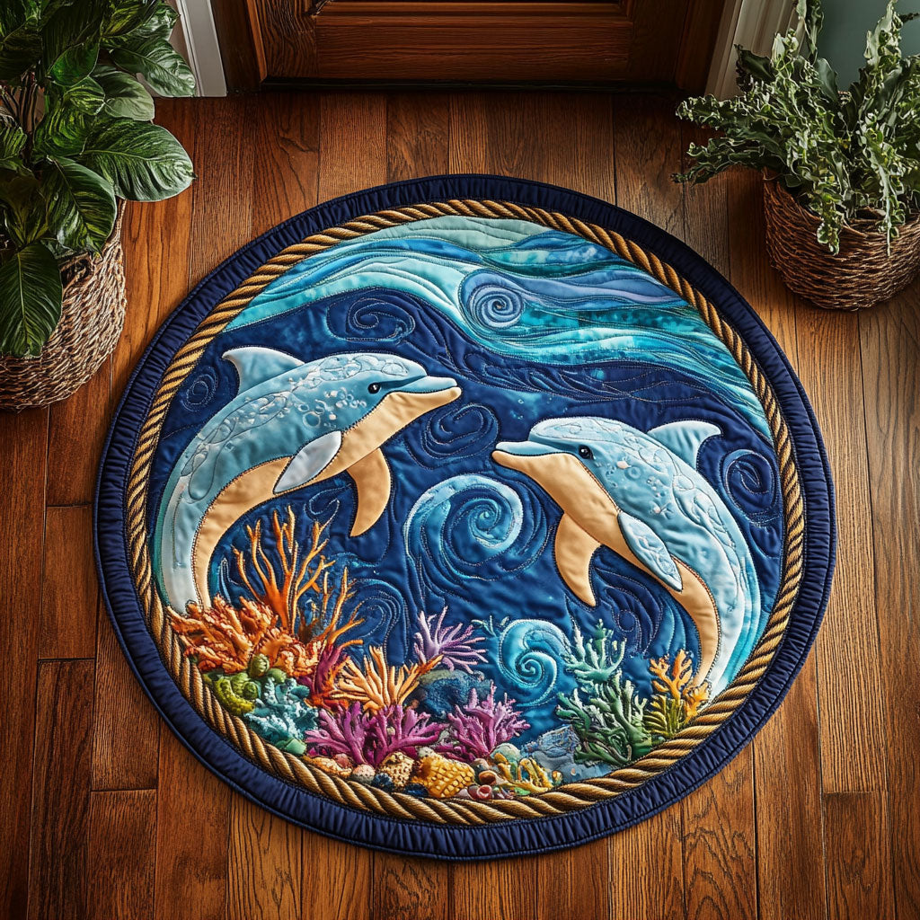 Dolphin Seashell WX2005013CL Quilted Round Mat