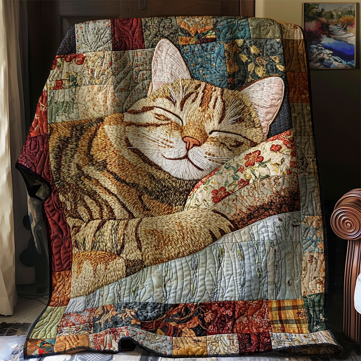 Patchwork Sleeping Cat WJ2112025CL Quilt