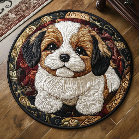 Cute Shih Tzu WX2805010CL Quilted Round Mat