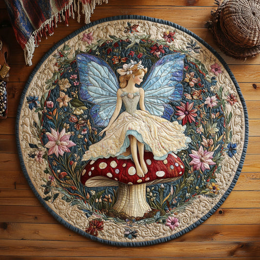 Mushroom Fairy Garden WY3006121CL Quilted Round Mat