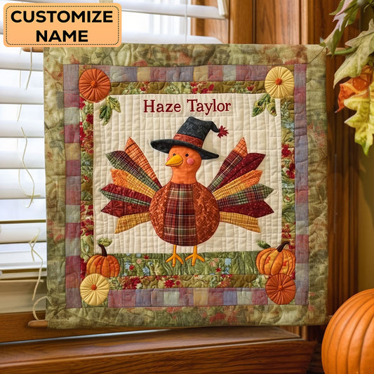 Turkey Trotter WN3107070CL Personalized Baby Quilt