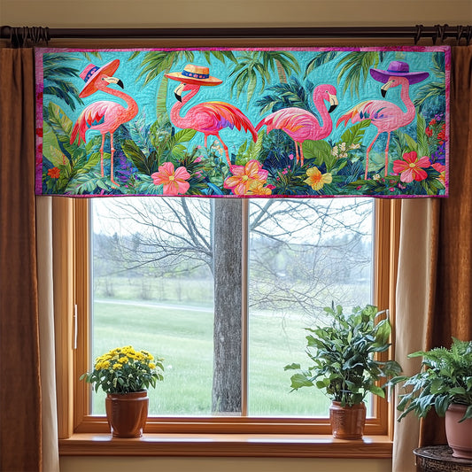 Flamingo Holiday WY2105054CL Quilted Valance