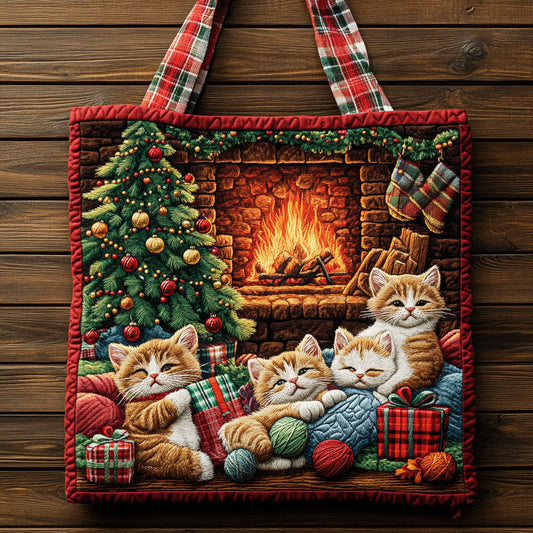 Cat Christmas Gathering WN1211008CL Quilted Tote Bag