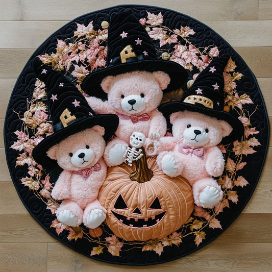 Witchy Pink Teddy Bear WN1208096CL Quilted Round Mat