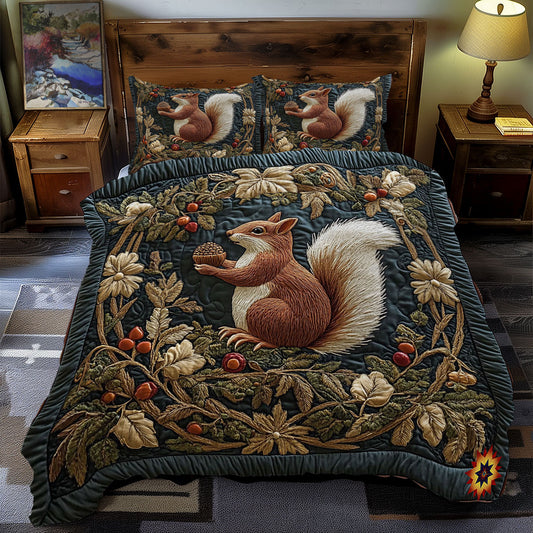 Squirrel In Acorns Wreath WY2412056CL Duvet Cover Set