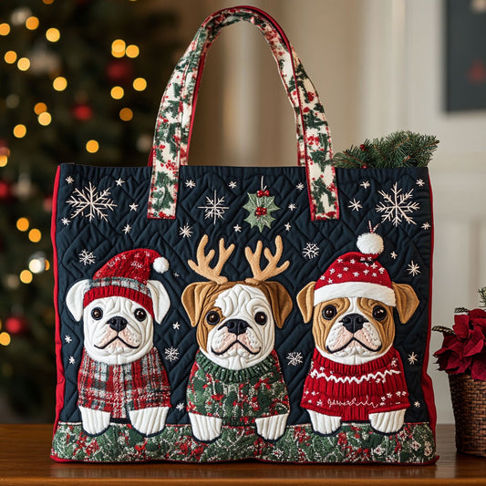 Christmas Bulldog CW2209012CL Quilted Tote Bag