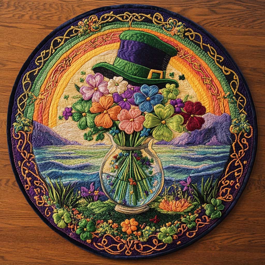 Lucky Shamrock Treasure WN2904027CL Quilted Round Mat