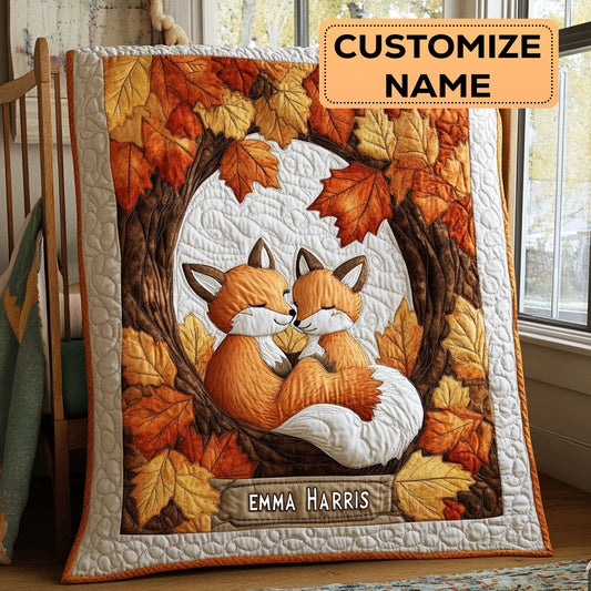 Autumn Red Fox CW3107002CL Personalized Baby Quilt