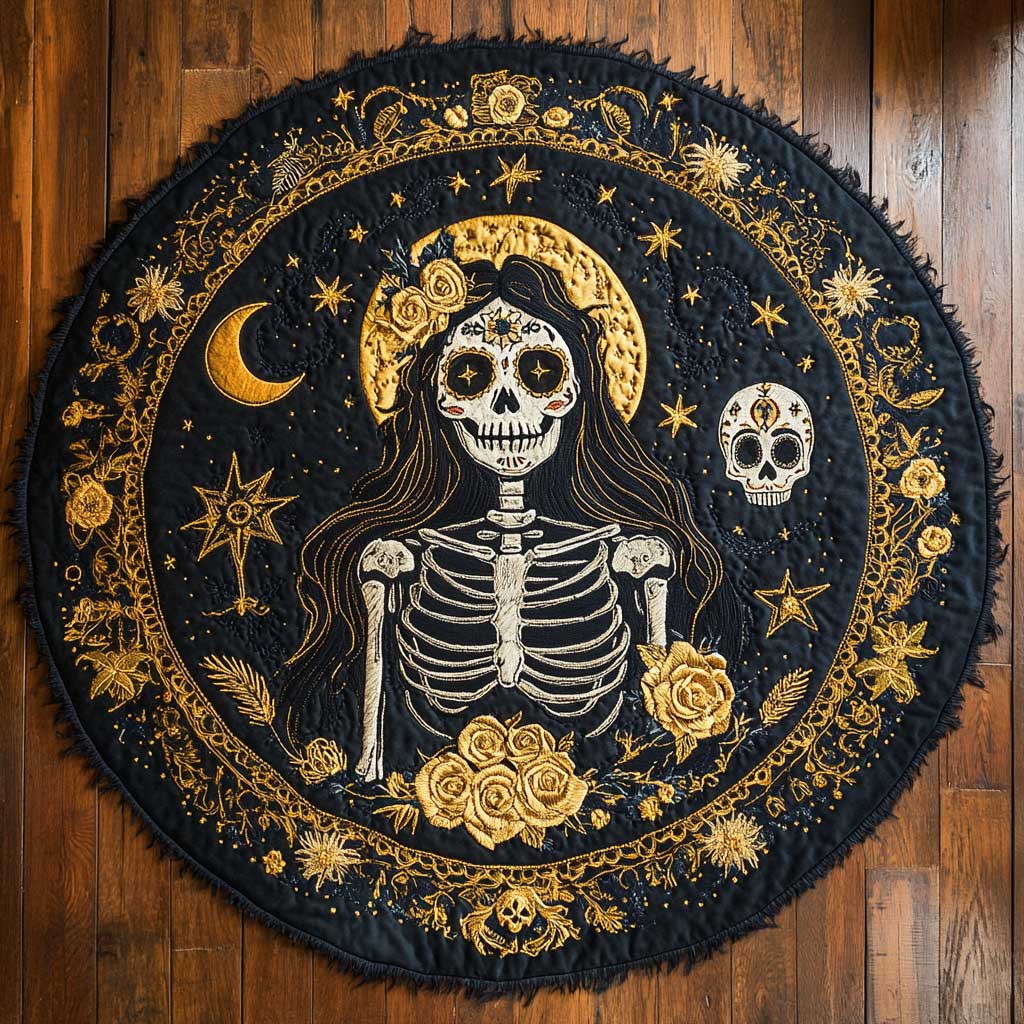 Celestial Muertos Muse WN1205006CL Quilted Round Mat
