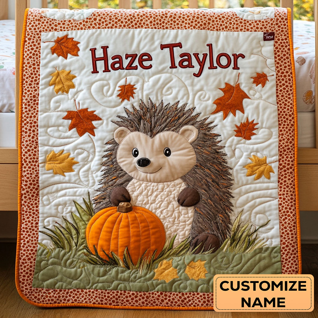 Hedgehog Harvest WN3007062CL Personalized Baby Quilt