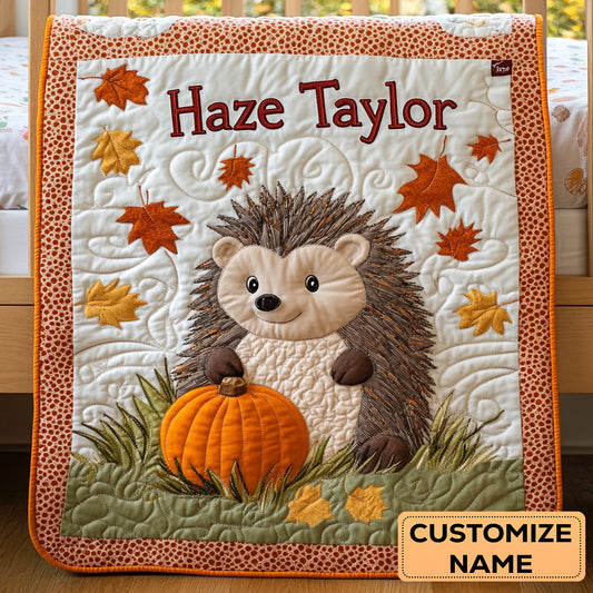 Hedgehog Harvest WN3007062CL Personalized Baby Quilt