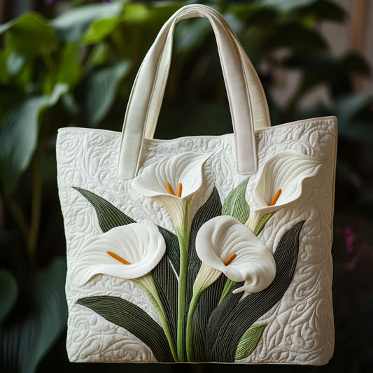White Calla Lily WN2209093CL Quilted Tote Bag