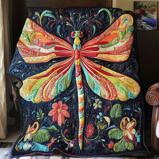 Colorful Dragonfly In Garden WY2312015CL Quilt