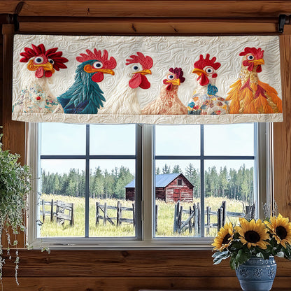 Cheerful Chicken Coop WN1406046CL Quilted Valance