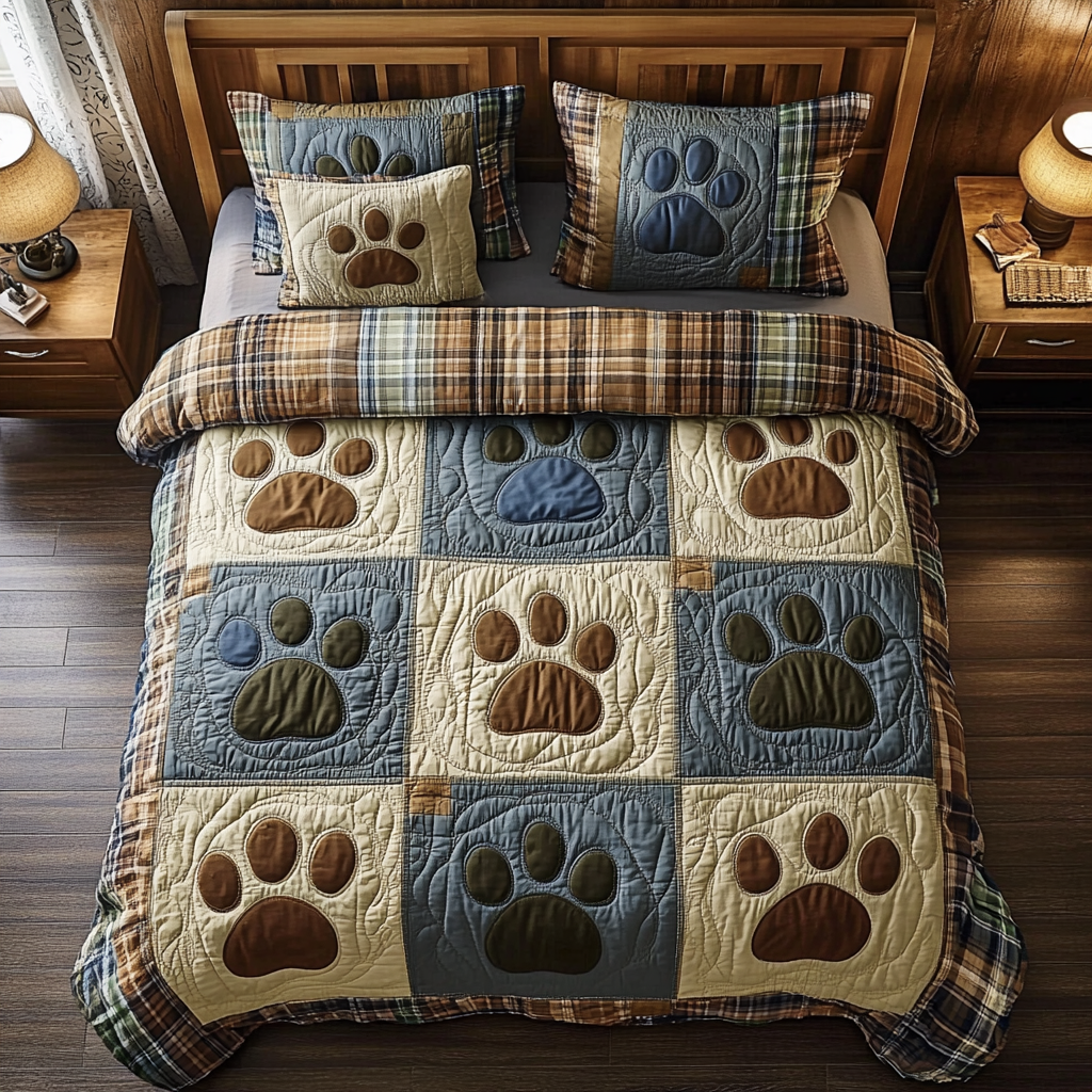 Patchwork Dog Paws WG1001037CL Duvet Cover Set