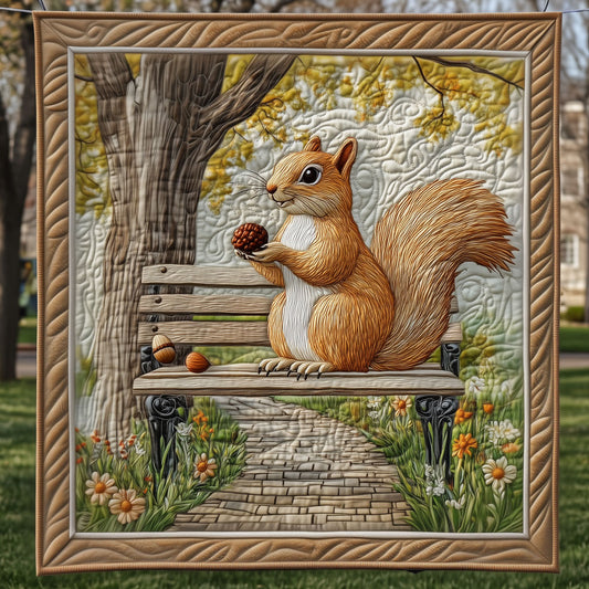 Squirrel Sitting On A Park Bench LT2409030CL Quilt