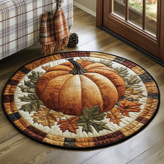 Rustic Pumpkin Blessings WX0407065CL Quilted Round Mat