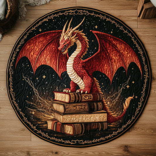 Dragon Book Fire CW2407028CL Quilted Round Mat
