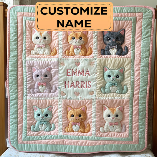 Happy Kitten CW2807029CL Personalized Baby Quilt