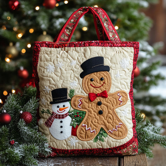 Red Bow Gingerbread WN0411078CL Quilted Tote Bag