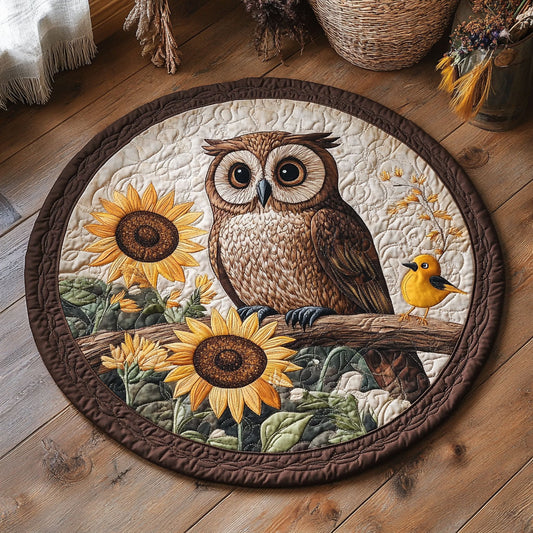 Sunflower Owl WY2504025CL Quilted Round Mat